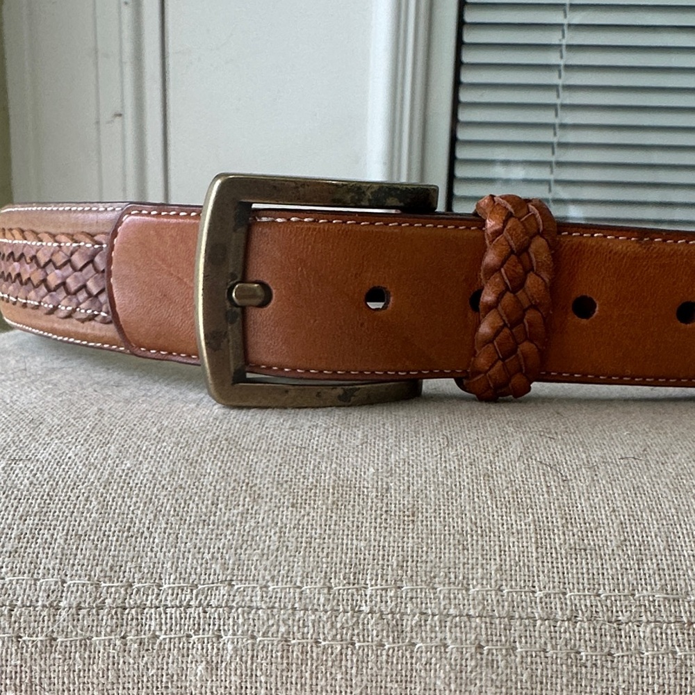 Tommy Bahama Tan Leather Braided Belt woven/braided